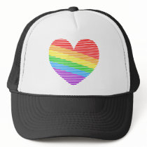 Corey Tiger 80s Rainbow Stripe Heart Trucker Hat