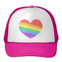Corey Tiger 80s Rainbow Stripe Heart  Trucker Hat