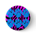 COREY TIGER 80s RETRO BLUE CLAWS PINK STRIPES buttons