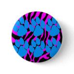 COREY TIGER 80s RETRO BLUE CLAWS PINK STRIPES buttons