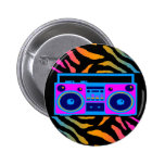 COREY TIGER 80s RETRO BOOMBOX TIGER STRIPES Pinback Button