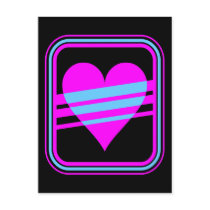 Corey Tiger 80s Retro Heart & Stripes Postcard