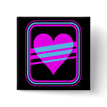 Corey Tiger 80s Retro Heart & Stripes Square Pin