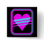 Corey Tiger 80s Retro Heart & Stripes Square Pin buttons
