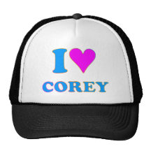 COREY TIGER 80's Retro I LOVE COREY Trucker Hats