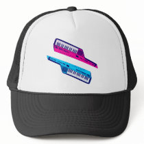 Corey Tiger 80's Retro Keytar Pink & Blue Hat