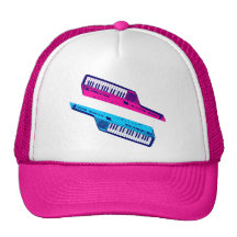 Corey Tiger 80's Retro Keytar Pink & Blue Mesh Hats