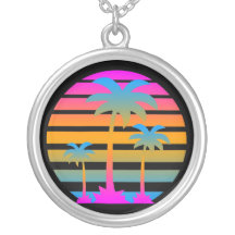 Corey Tiger 80s Retro Palm Trees Necklace