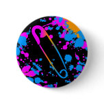 COREY TIGER 80s RETRO PUNK SAFETY PIN SPLATTER buttons