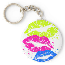 Corey Tiger 80s Vintage Lips & Stars Kisses Key Chains