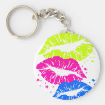 Corey Tiger 80s Vintage Lips & Stars Kisses Key Chains