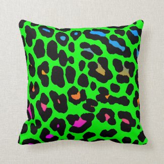 Corey Tiger 80s Vintage Neon Leopard Print Pillows
