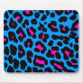 Corey Tiger Retro 1980s Blue Neon Leopard Mousepad