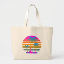 COREY TIGER RETRO SUNSET PALM TREES CANVAS BAG