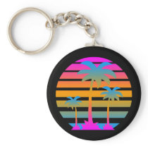 COREY TIGER RETRO SUNSET PALM TREES KEY CHAINS