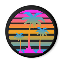 COREY TIGER RETRO SUNSET PALM TREES FRIDGE MAGNETS