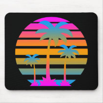 COREY TIGER RETRO SUNSET PALM TREES MOUSEPAD