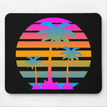 COREY TIGER RETRO SUNSET PALM TREES MOUSEPAD
