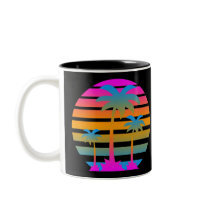 COREY TIGER RETRO SUNSET PALM TREES MUG