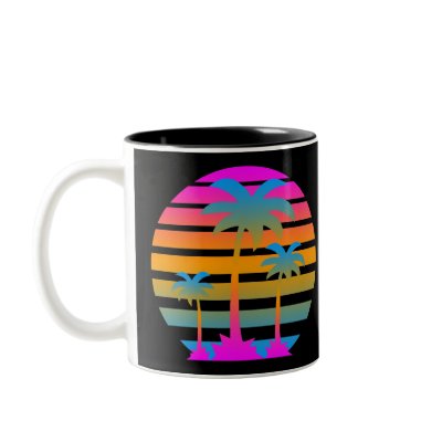 COREY TIGER RETRO SUNSET PALM TREES Coffee Mug