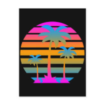 COREY TIGER RETRO SUNSET PALM TREES POSTCARD