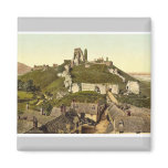 Corfe Castle, Corfe, England vintage Photochrom Fridge Magnets