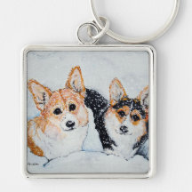 Corgi Christmas Keychains