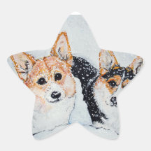 Corgi Christmas Star Stickers