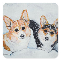 Corgi Christmas Square Stickers