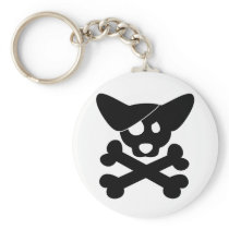 Corgi Skull & Crossbones Keychain