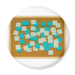 Cork board with sticky notes magnets