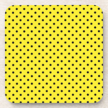 Cork Coaster Hot Black Yellow Dot