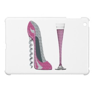 Corkscrew Pink Stiletto and Champagne Flute Covers For iPad Mini