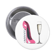Corkscrew Pink Stiletto Shoe and Champagne
