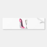 Corkscrew Pink Stiletto Shoe and Champagne Bumper Sticker