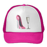 Corkscrew Pink Stiletto Shoe and Champagne Mesh Hat
