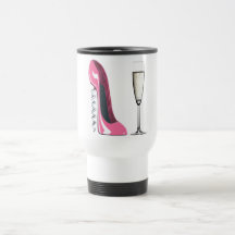 Corkscrew Pink Stiletto Shoe and Champagne Mugs