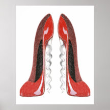Corkscrew Red Stiletto Shoes ArtPrint