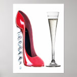 Corkscrew Stiletto and Champagne Flute Poster