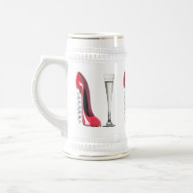 Corkscrew Stiletto Shoe and Champagne Flute Glass Coffee Mug