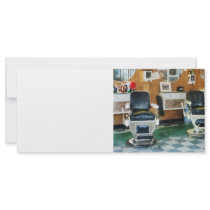 Corner Barber Two Chairs Rack Card Template