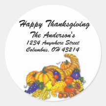 Cornicopia - Happy Thanksgiving Address Labels Stickers