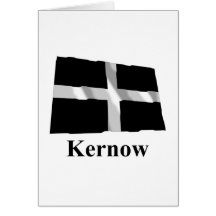 Cornwall Waving Flag with Name in Cornish Greeting Card