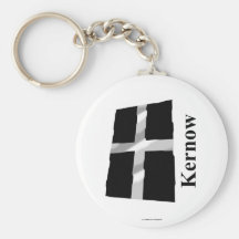 Cornwall Waving Flag with Name in Cornish Keychain