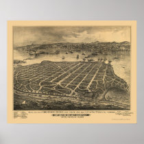 Coronado Beach, CA Panoramic Map - 1880s Poster
