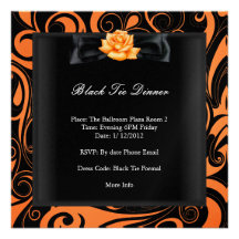 Corporate Event Black Tie Formal Orange Black Custom Announcements