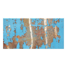Corroded-metal1617 BLUE RUST TEXTURES METALS SHINY Photo Greeting Card