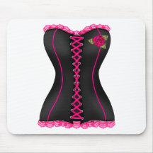 Corset Black Pink rose Mousepads