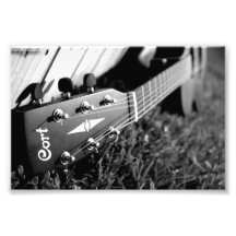 Cort Guitar Black and White Art Photo