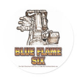Corvette Engine Blue Flame Six Round Sticker